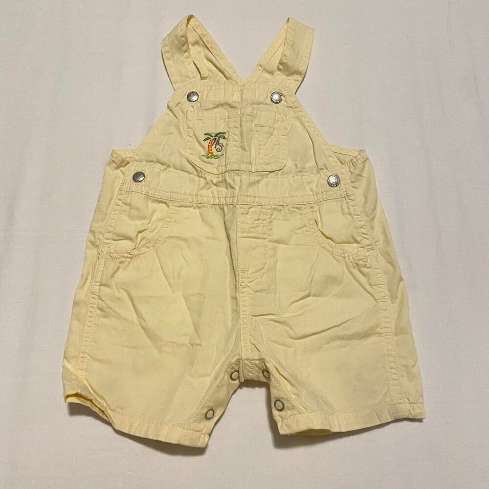 Vintage Baby Gap Overalls 6 - 12 Months Palm Tree Embroidered Yellow